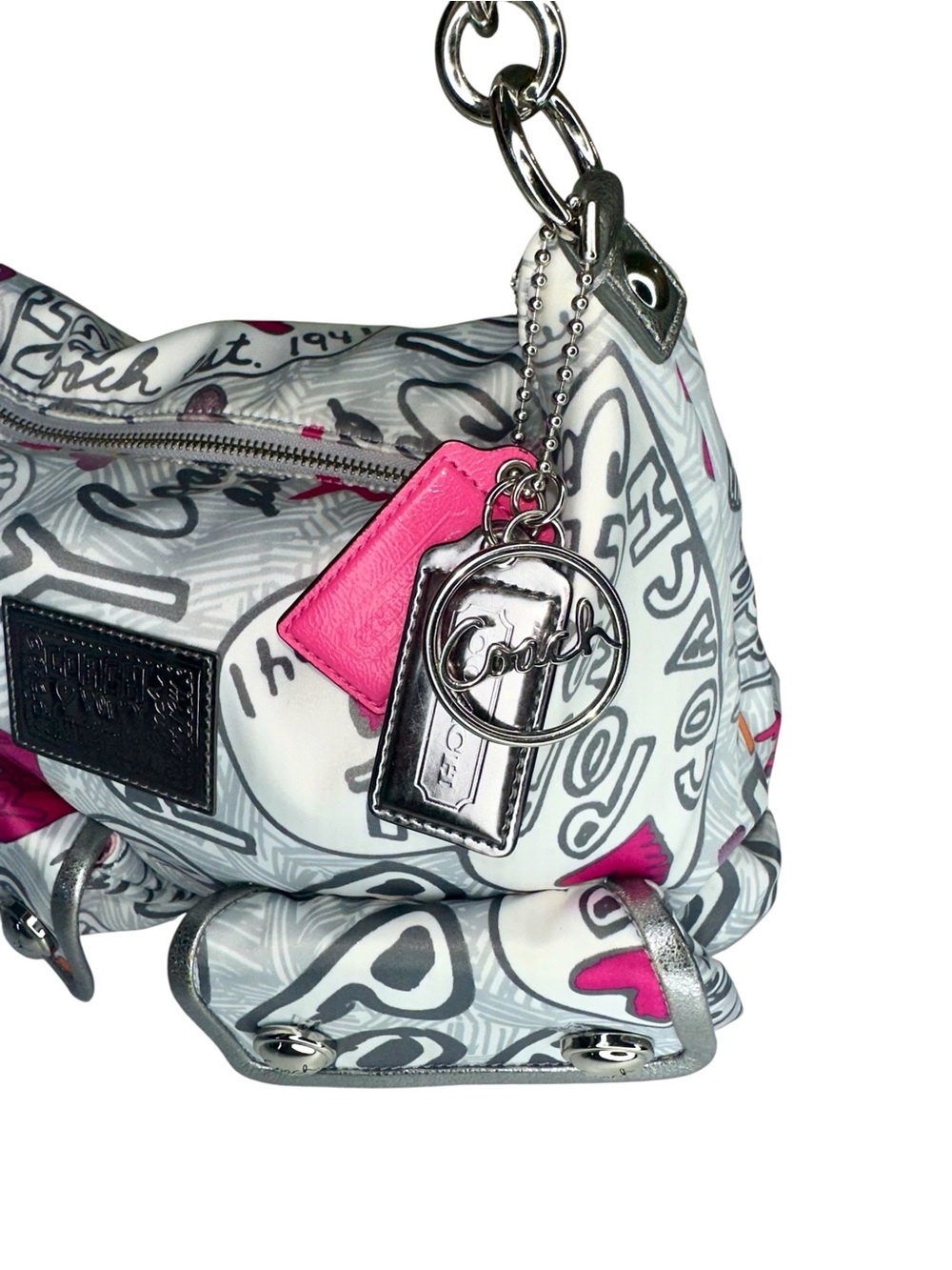 Coach Poppy Silver Graffiti Boho Bag - Picture 4 of 13